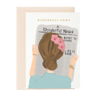 Tarjeta de felicitación con noticias maravillosas