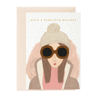 Tarjeta de felicitación de chica de invierno