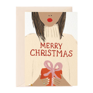 Frohe Weihnachten Girl Grußkarte
