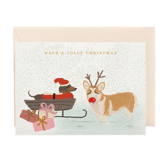 Tarjeta de felicitación con perros que tengan una feliz Navidad