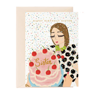 Tarjeta de felicitación de feliz cumpleaños, hermana