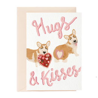 Tarjeta de felicitación de perros con abrazos y besos