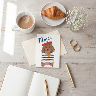 Merci Poodle Dog  Greeting Card