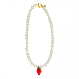 Strawberry Pearl Elegance Necklace